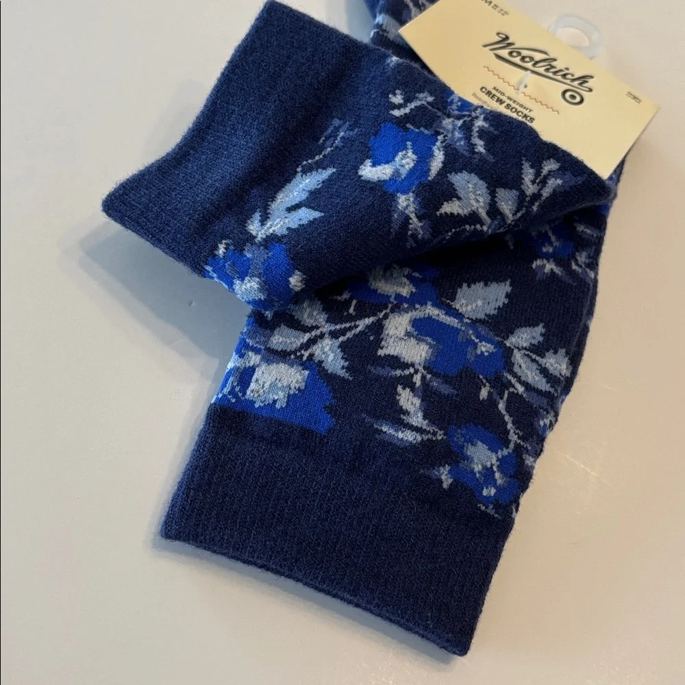 Woolrich x Target LIMITED EDITION Blue Floral Crew Socks